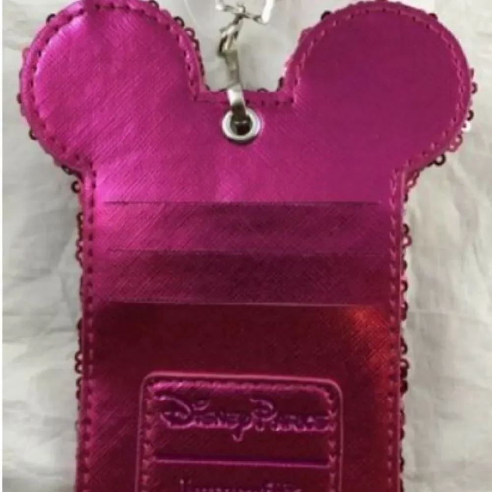 Loungefly Disney Parks Imagination Pink Minnie Mouse ID Holder Lanyard NWT